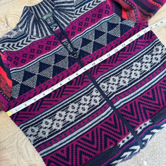 Title Nine Fair Isle Full Zip Washable Wool Sweater Jacket Cardigan M - Picture 8 of 9